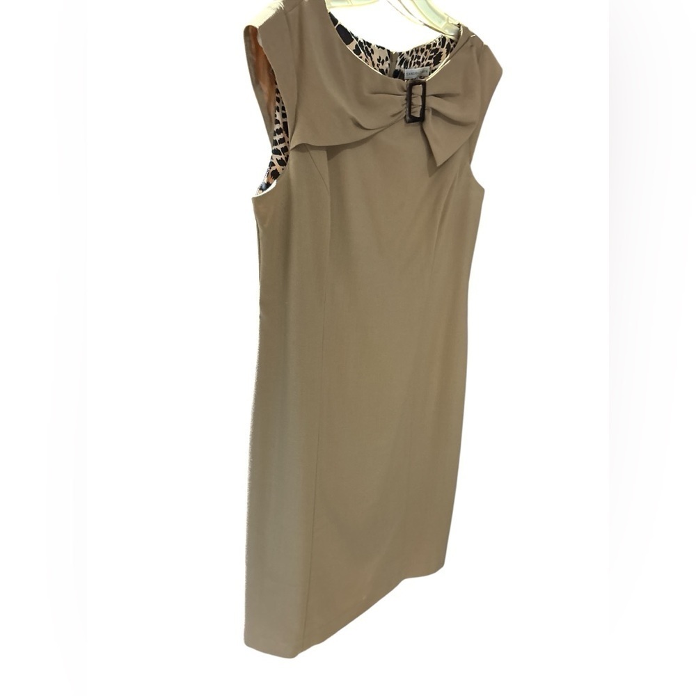 Sandra Darren Tan Midi Dress with Bow Accent - Picture 4 of 5